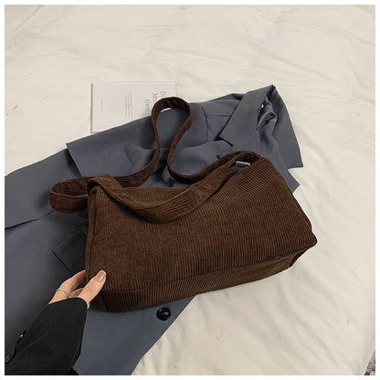 Plain Corduroy Shoulder Bag