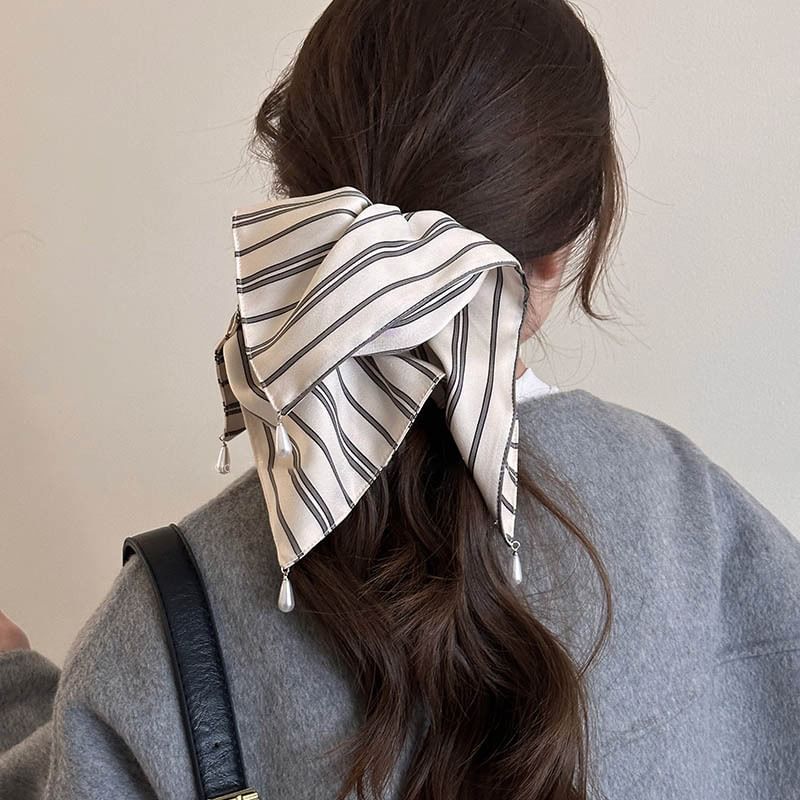 Striped Square Scarf Hair Claw