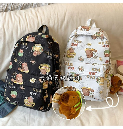 Capybara Print Nylon Backpack