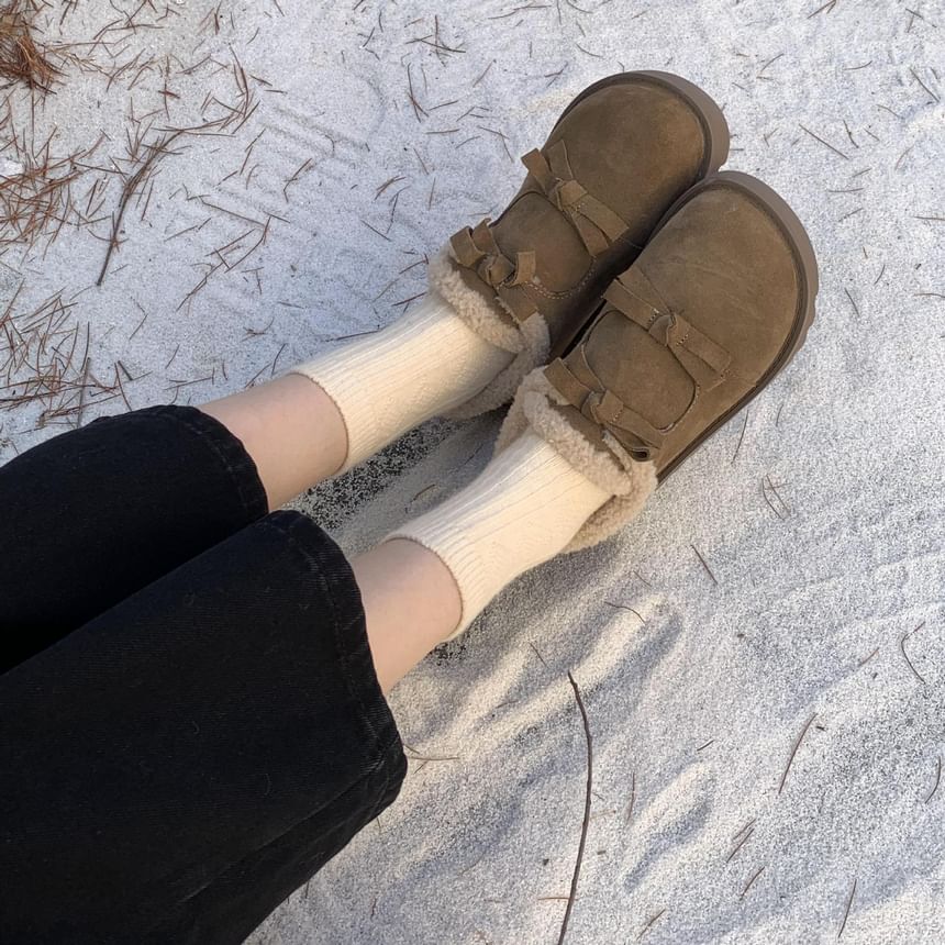 Bow Fleece-Lined Loafers