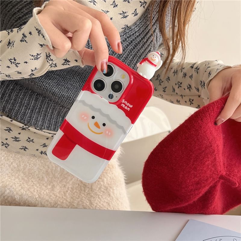 Christmas Snowman Phone Case - iPhone 16 Pro Max / 16 Pro / 16 Plus / 16 / 15 Pro Max / 15 Pro / 15 Plus / 15 / 14 Pro Max / 14 Pro / 14 Plus / 14 / 13 Pro Max / 13 Pro / 13