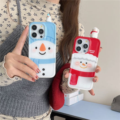 Christmas Snowman Phone Case - iPhone 16 Pro Max / 16 Pro / 16 Plus / 16 / 15 Pro Max / 15 Pro / 15 Plus / 15 / 14 Pro Max / 14 Pro / 14 Plus / 14 / 13 Pro Max / 13 Pro / 13