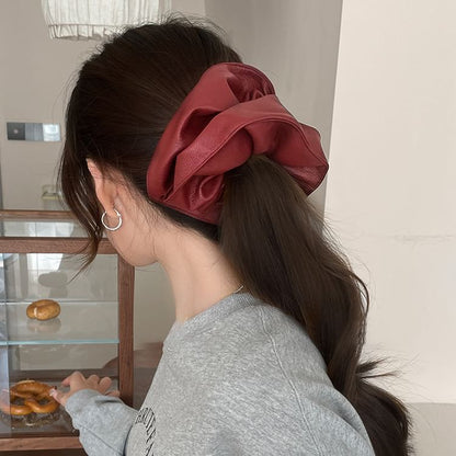 Faux Leather Plain Scrunchie