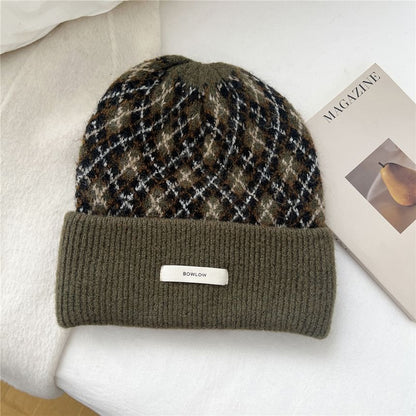 Argyle Applique Knit Beanie