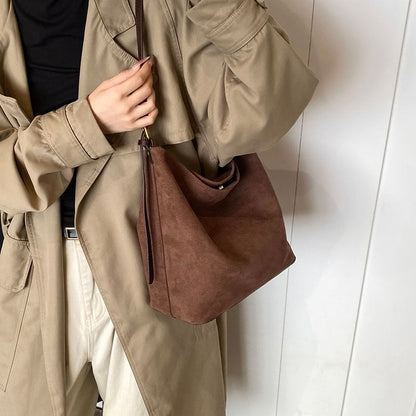 Faux Suede Bucket Bag