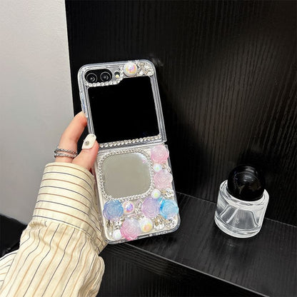 Rose Rhinestone Mirrored Phone Case