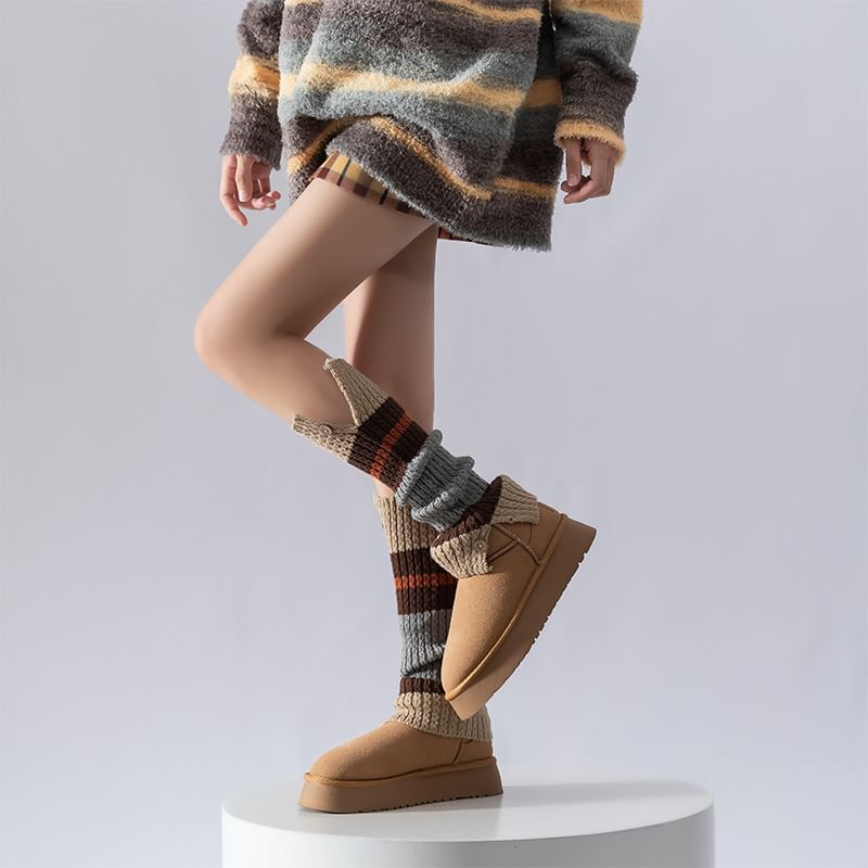 Color Block Cable Knit Leg Warmers