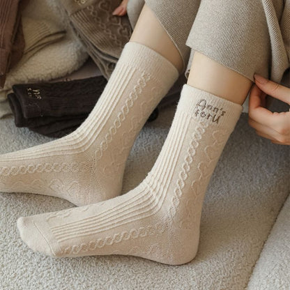 Letter Embroidered Crew Socks