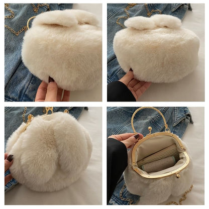 Fluffy Rabbit Ear Chain Strap Crossbody Bag