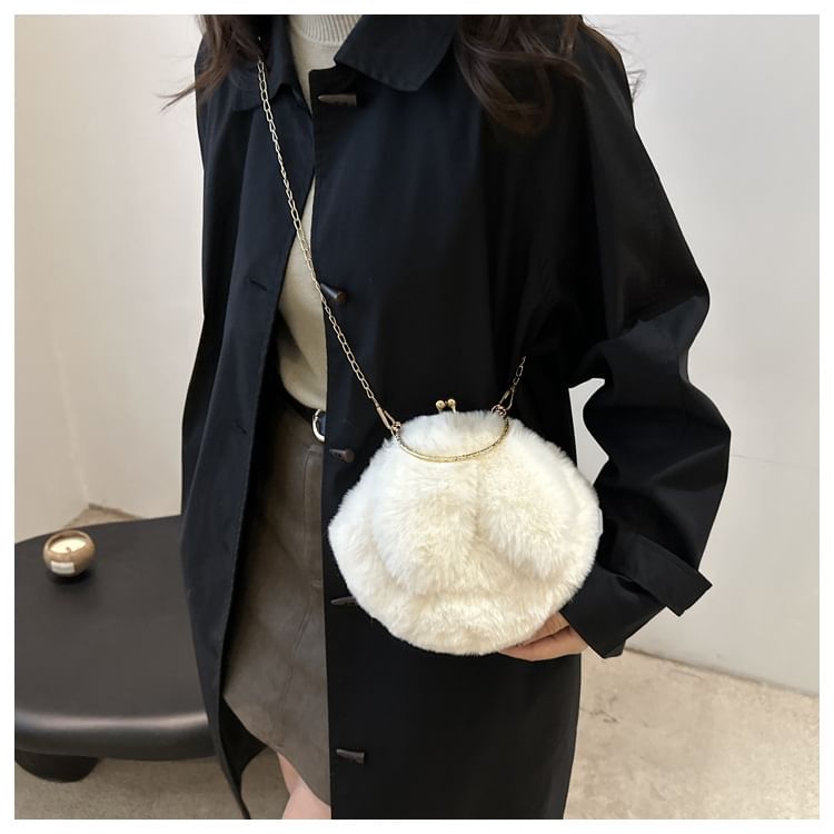 Fluffy Rabbit Ear Chain Strap Crossbody Bag