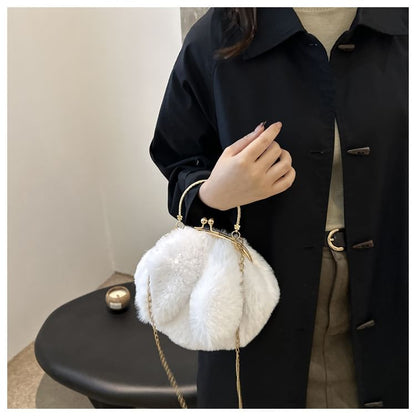 Fluffy Rabbit Ear Chain Strap Crossbody Bag