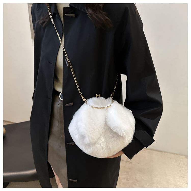 Fluffy Rabbit Ear Chain Strap Crossbody Bag