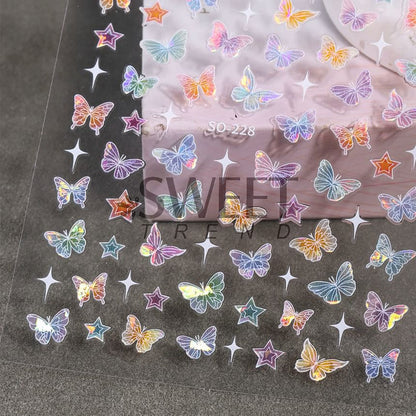 Butterfly Star Nail Art Stickers (Various Designs)