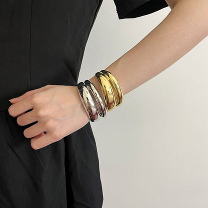 Layered Alloy Open Bangle