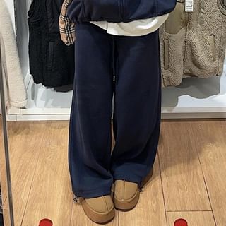 Plain Oversized Zip Jacket / Plaid Vest / Mid Waist Wide Leg Pants