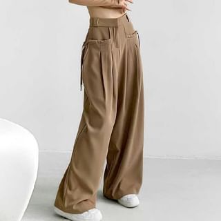 High Waist Plain Loose-Fit Wide-Leg Dress Pants