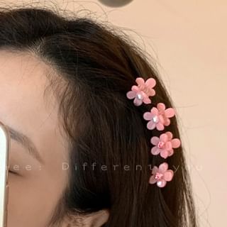 Faux Pearl Flower Acrylic Mini Hair Claw