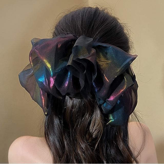 Holographic Mesh Bow Hair Clip