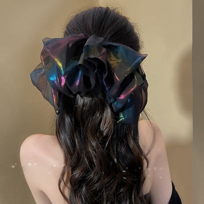 Holographic Mesh Bow Hair Clip