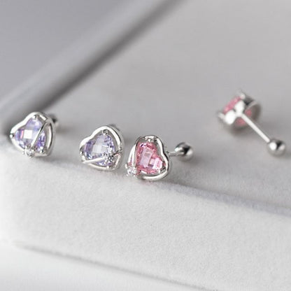 Heart Rhinestone Sterling Silver Earring