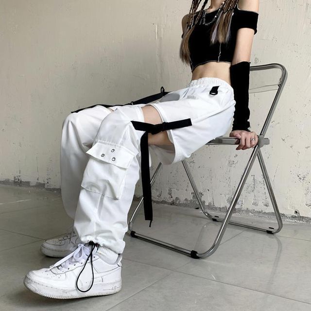 High Waist Straight-Fit Wide-Leg Detachable Cargo Pants