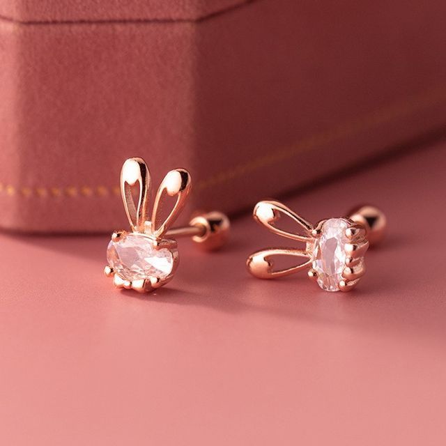 Rhinestone Rabbit Stud Earring