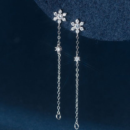 Floral Rhinestone Sterling Silver Dangle Earring