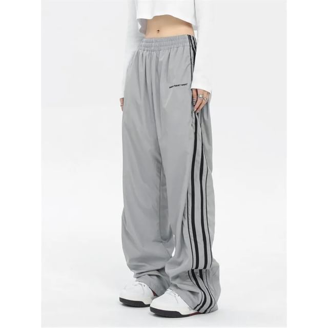 Low Rise Striped Loose-Fit Wide-Leg Sweatpants