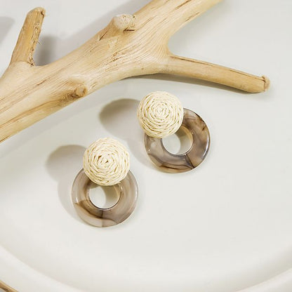 Resin Round Woven Earring