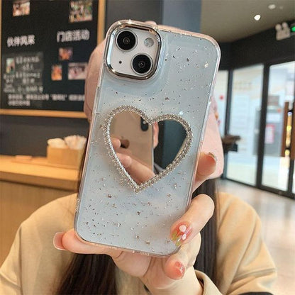 Heart Mirrored Phone Case - iPhone 14 Pro Max / 14 Pro / 14 Max / 14 / 13 Pro Max / 13 Pro / 13 / 13 mini / 12 Pro Max / 12 Pro / 12 / 12 mini / 11 Pro Max / 11 Pro / 11 / SE / XS Max / XS / XR / X / 8 / 8 Plus / 7 / 7 Plus