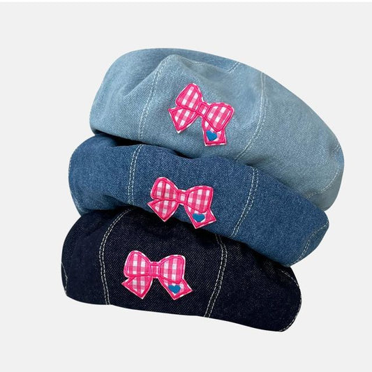 Applique / Denim Beret Hat