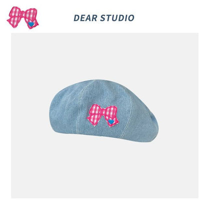 Applique / Denim Beret Hat