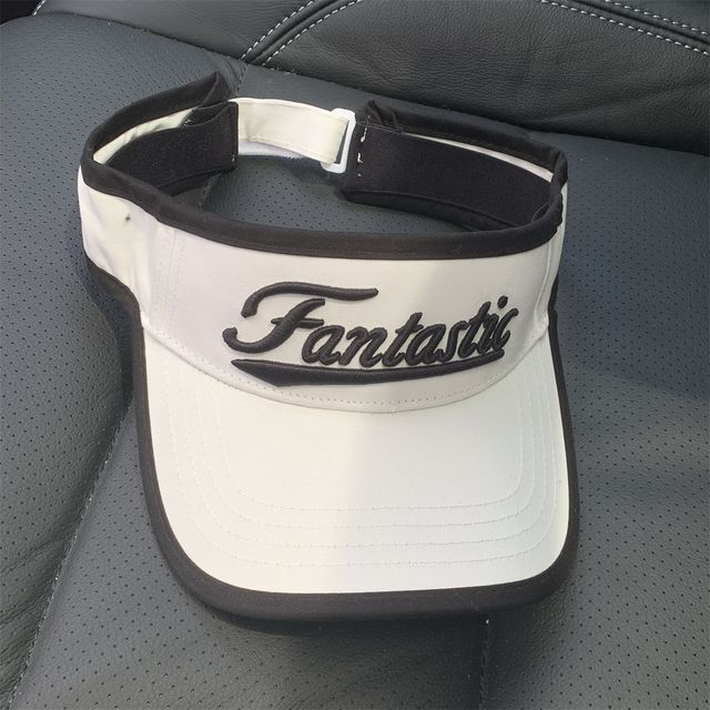 Lettering Embroidered Piped Visor Hat