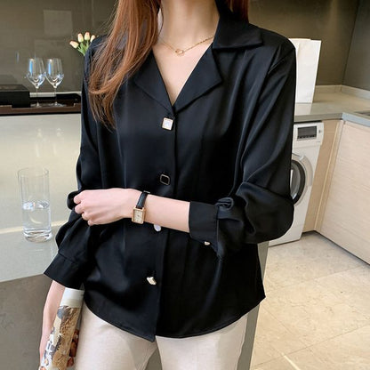 Short-Sleeve Plain Chiffon Shirt