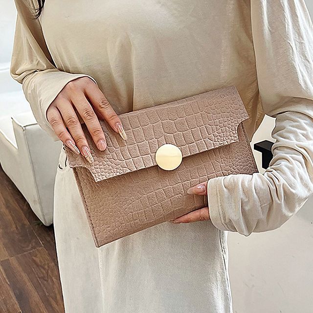 Crocodile Grain Envelope Clutch