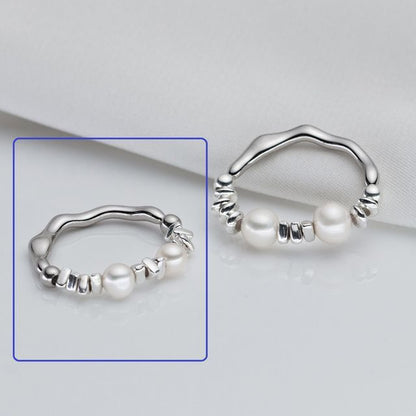 Faux Pearl Sterling Silver Ring (Various Designs)