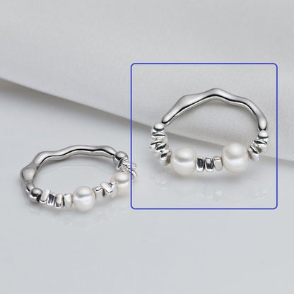 Faux Pearl Sterling Silver Ring (Various Designs)