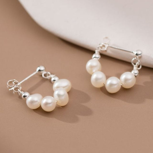 Faux Pearl Beaded Hoop Earring