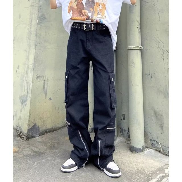 Low Waist Straight-Fit Boot-Cut Cargo Pants