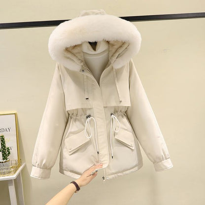 Fluffy Hooded Plain Puffer Jacket