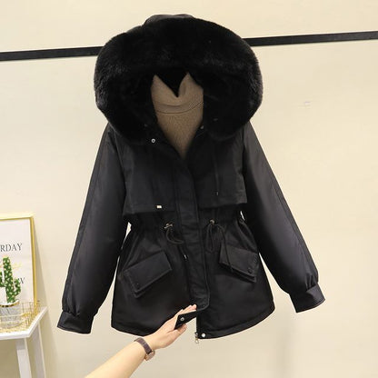 Fluffy Hooded Plain Puffer Jacket