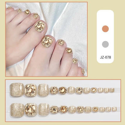 Rhinestone Faux Toe Press On Nail