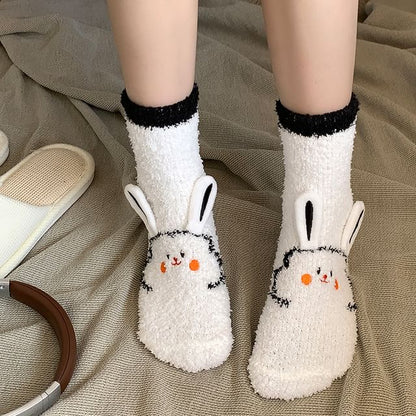 Rabbit Print Fluffy Socks