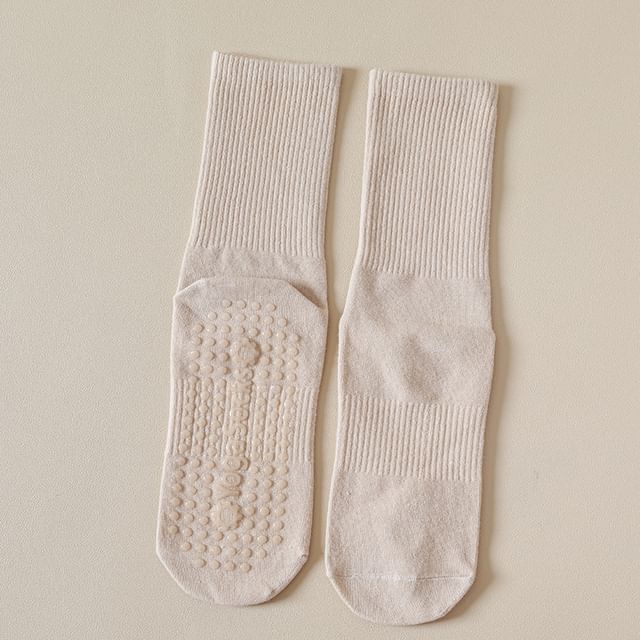 Plain Ribbed Anti-Slip Socks