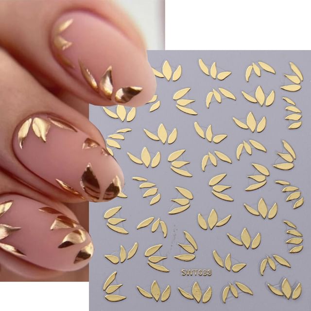 Leaf Metallic Nail Art Stickers