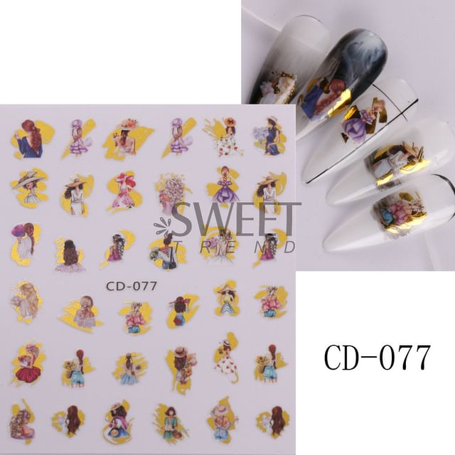 Cartoon Girl Nail Art Stickers (Various Designs)