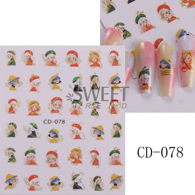 Cartoon Girl Nail Art Stickers (Various Designs)