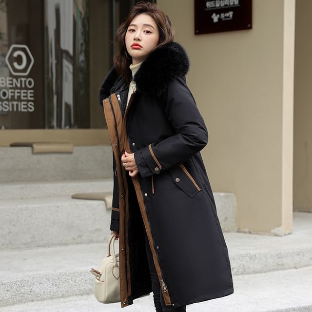 Fluffy Hooded Plain Puffer Coat