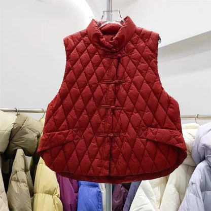 Stand Collar Plain Quilted Vest