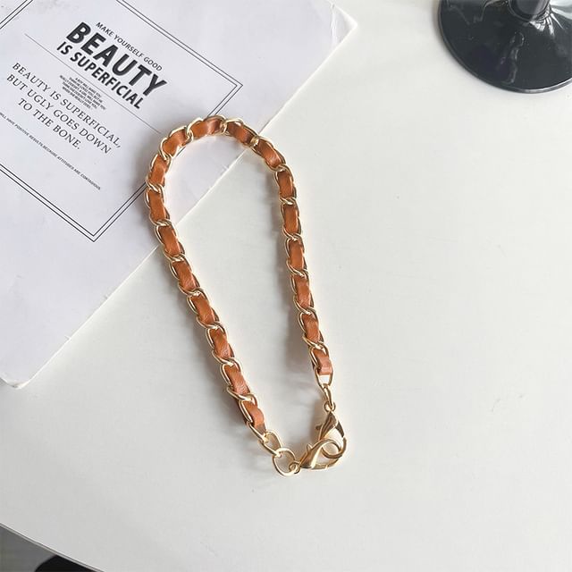 Faux Leather Alloy Phone Lanyard